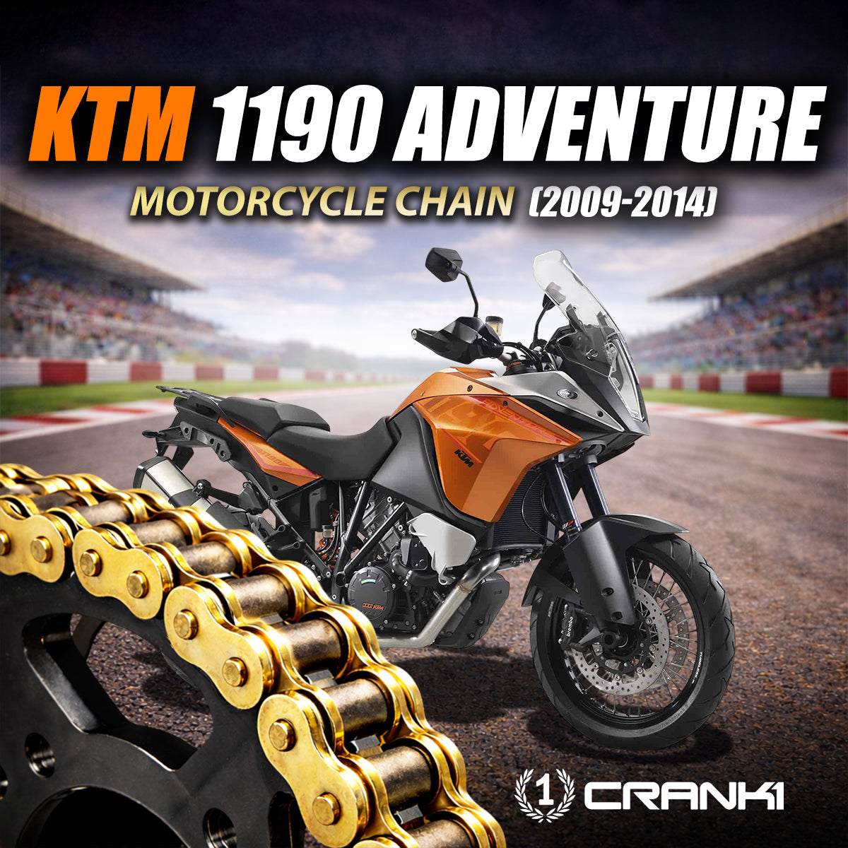 Chain For KTM 1190 Adventure (2009-2014) - 525 Pitch x 118 Links Gold (ZVMX) - CRANK1