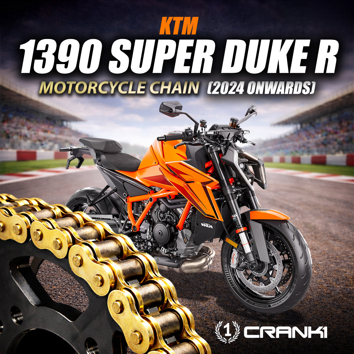 Chain For KTM 1390 Super Duke R (2024 Onwards) - 525 Pitch x 112 Links Gold (ZVMX) - CRANK1