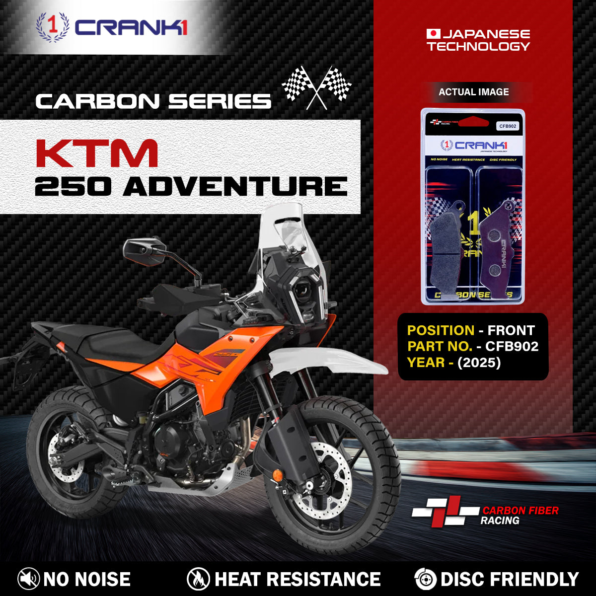 Carbon Brake Pads For KTM 250 Adventure (2025) - Front - CFB902 - 1 Set - CRANK1