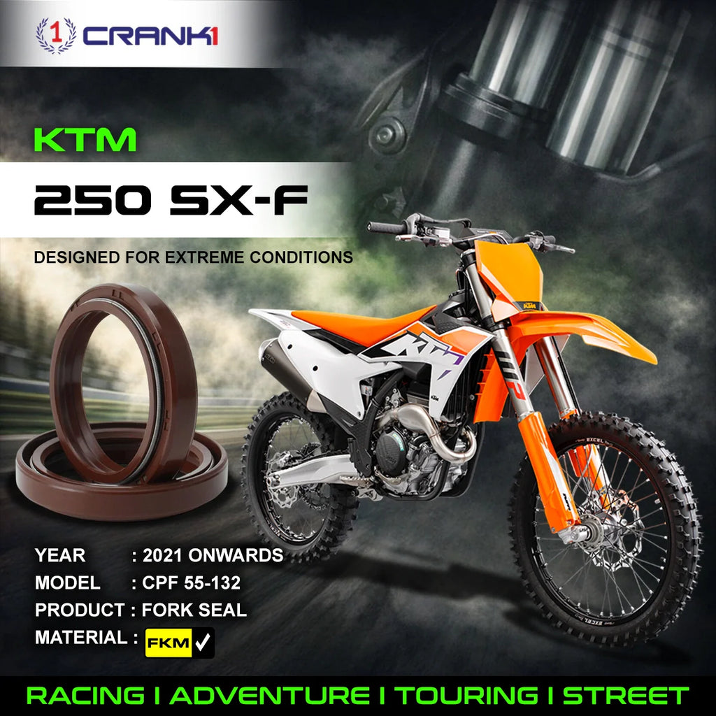 Fork Oil Seals Pair For KTM 250 SX-F (2021 Onwards) - CPF55-132 - CRANK1