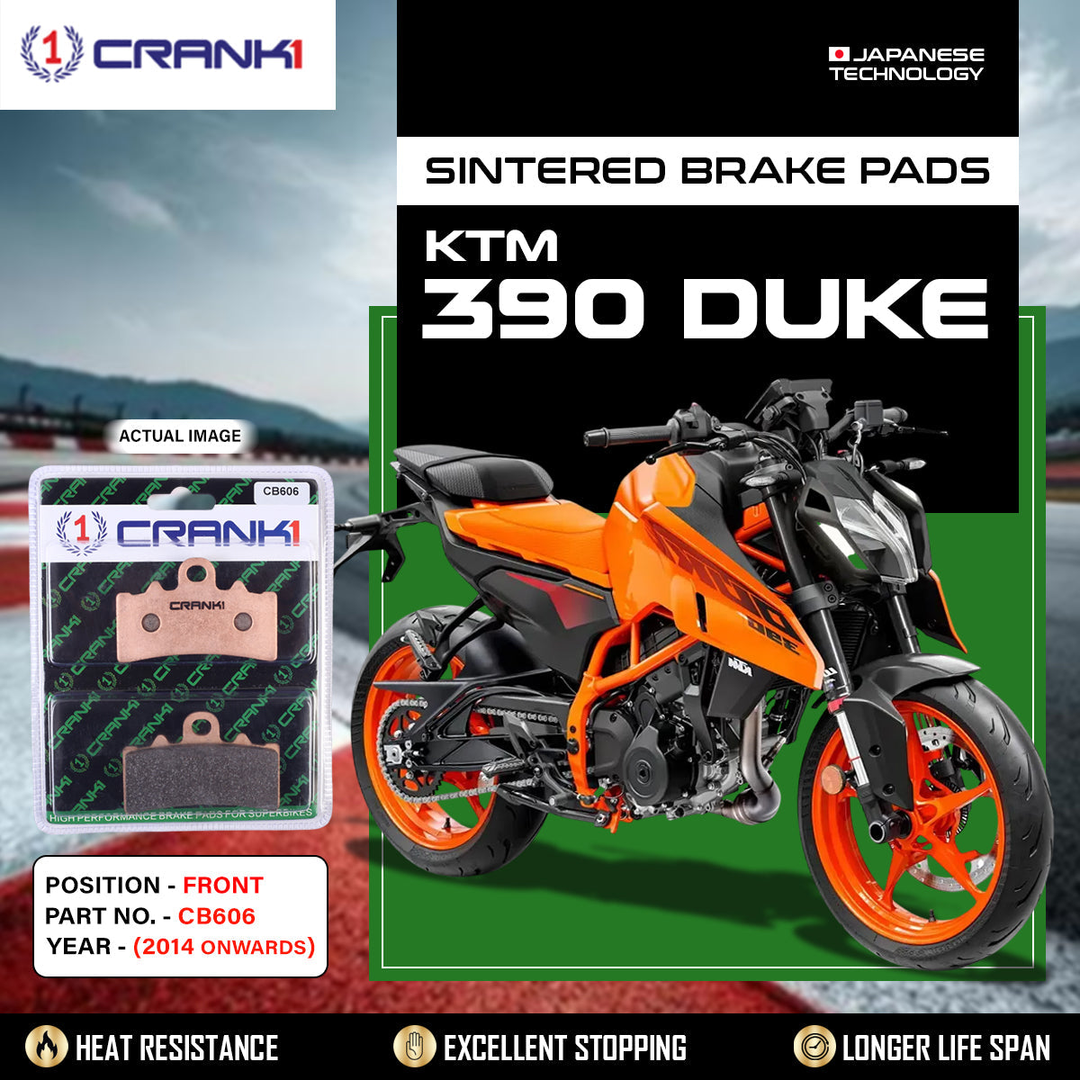 Sintered Brake Pads For KTM 390 Duke (2014 Onwards) - Front - CB606 - 1 Set - CRANK1