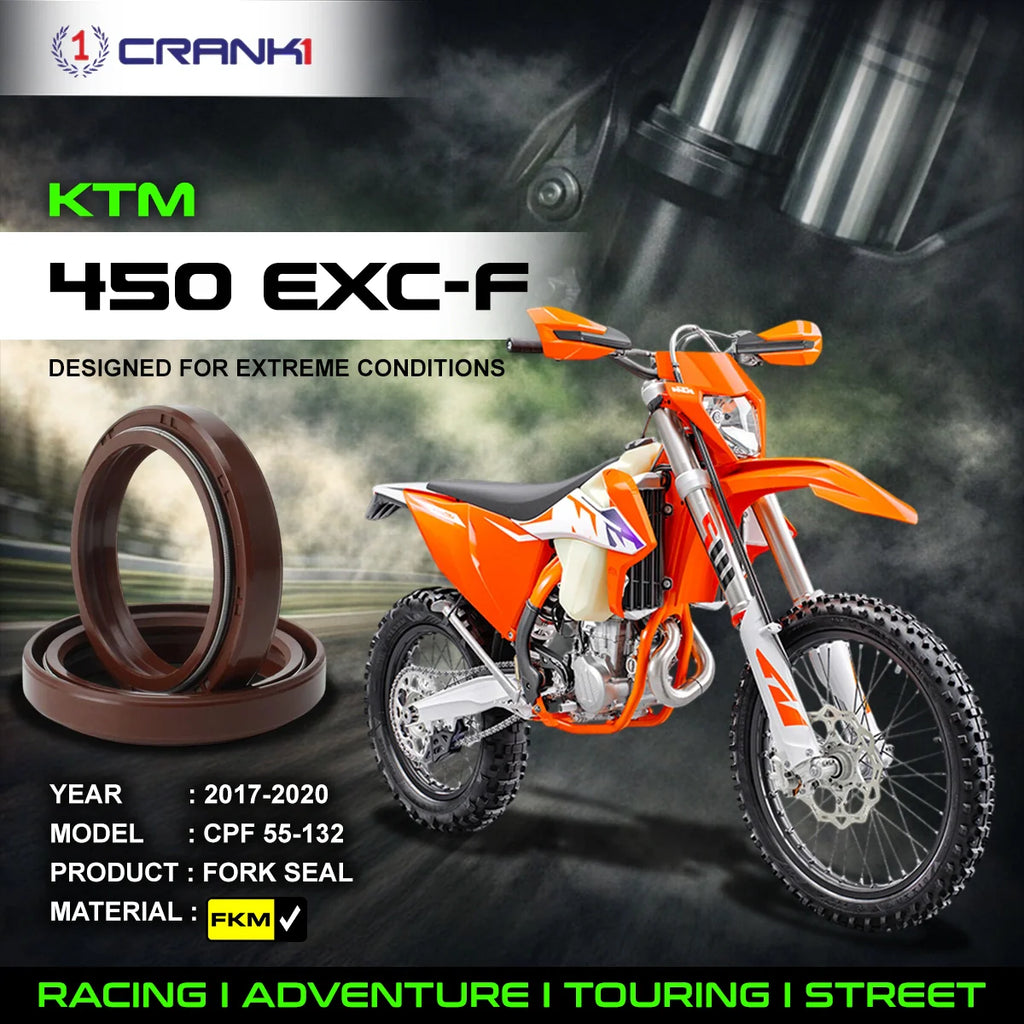 Fork Oil Seals Pair For KTM 450 EXC-F (2017-2020) - CPF55-132 - CRANK1