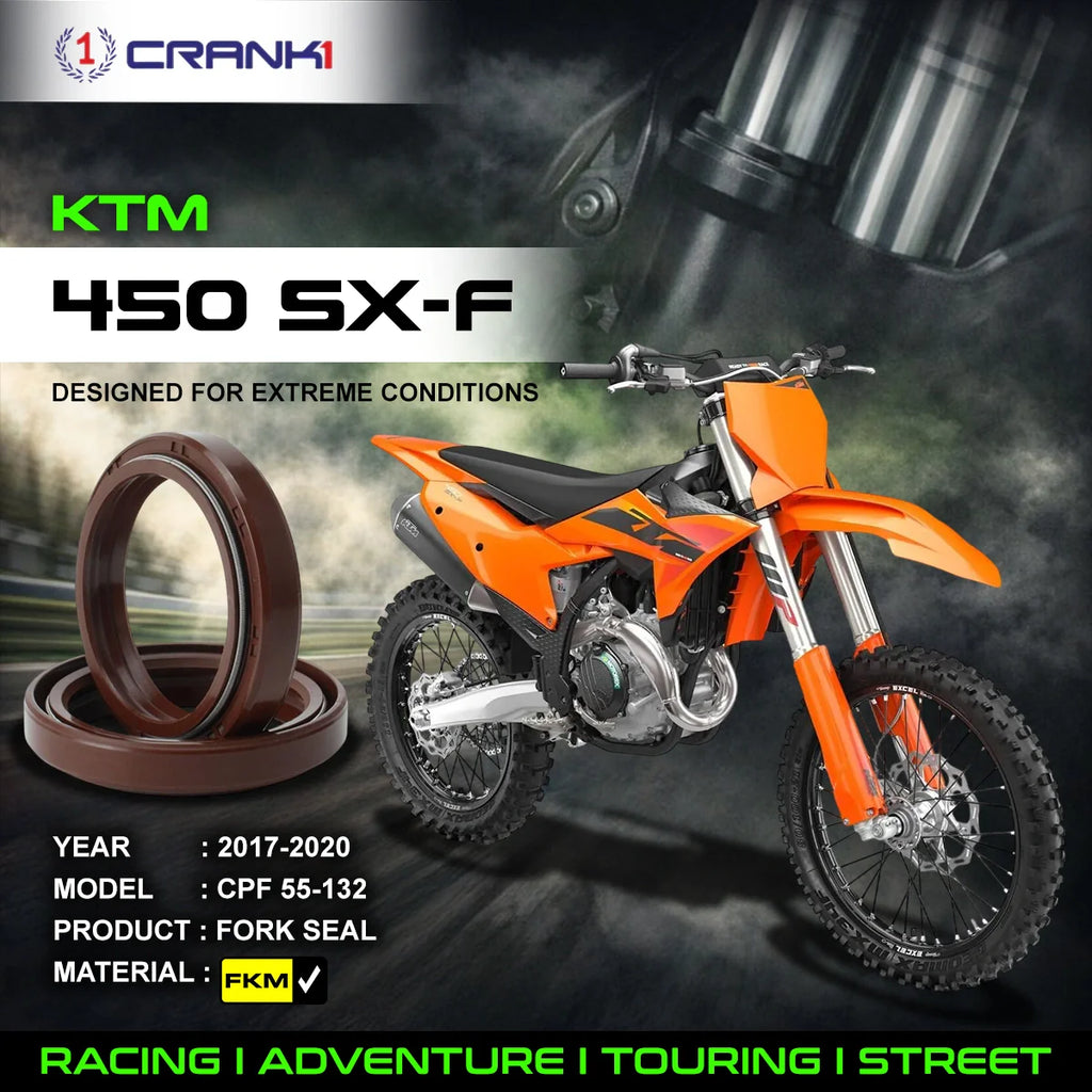 Fork Oil Seals Pair For KTM 450 SX-F (2017-2020) - CPF55-132 - CRANK1