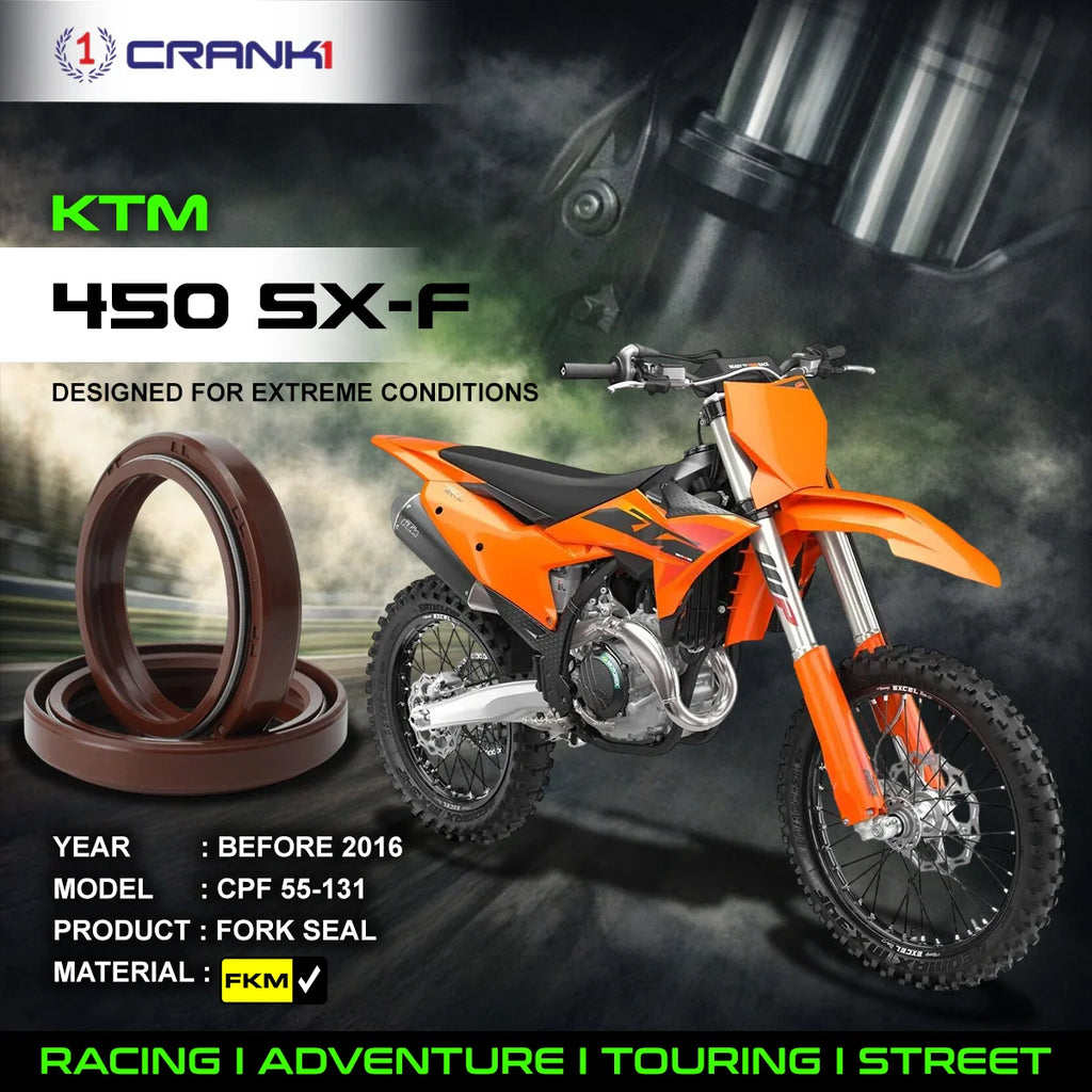 Fork Oil Seals Pair For KTM 450 SX-F (Before 2016) - CPF55-131 - CRANK1
