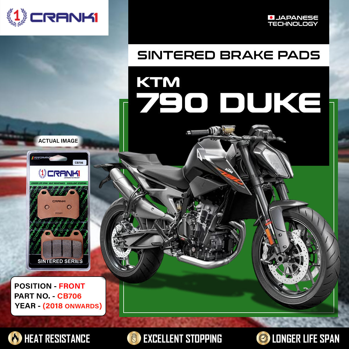 Sintered Brake Pads For KTM 790 Duke (2018 Onwards) - Front - CB706 - 2 Sets - CRANK1