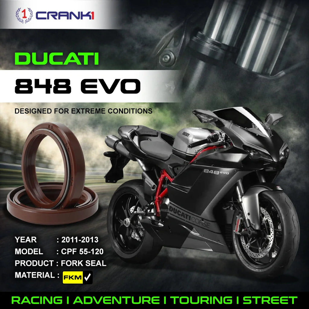 Fork Oil Seals Pair For Ducati 848 EVO (2011-2013) - CPF55-120 - CRANK1