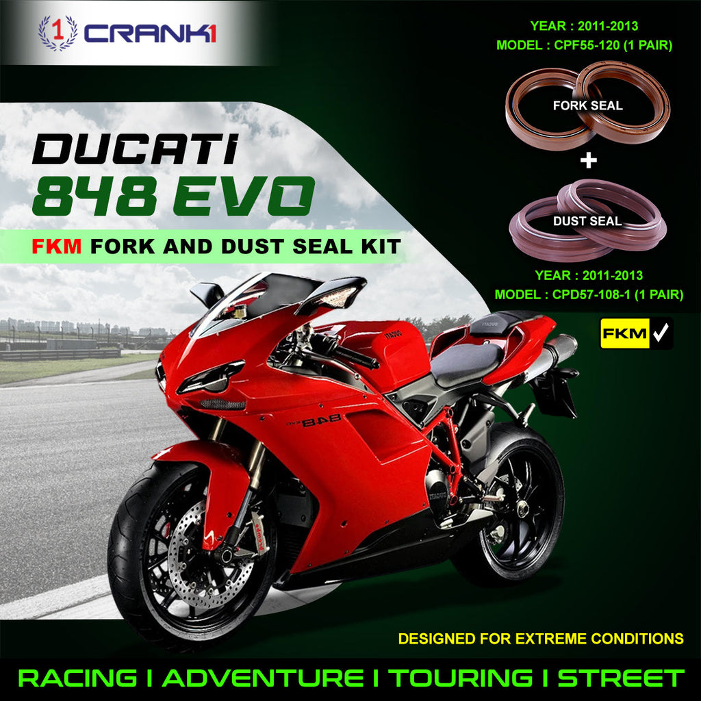 Fork And Dust Seals Kit For Ducati 848 EVO (2011-2013) - CRANK1