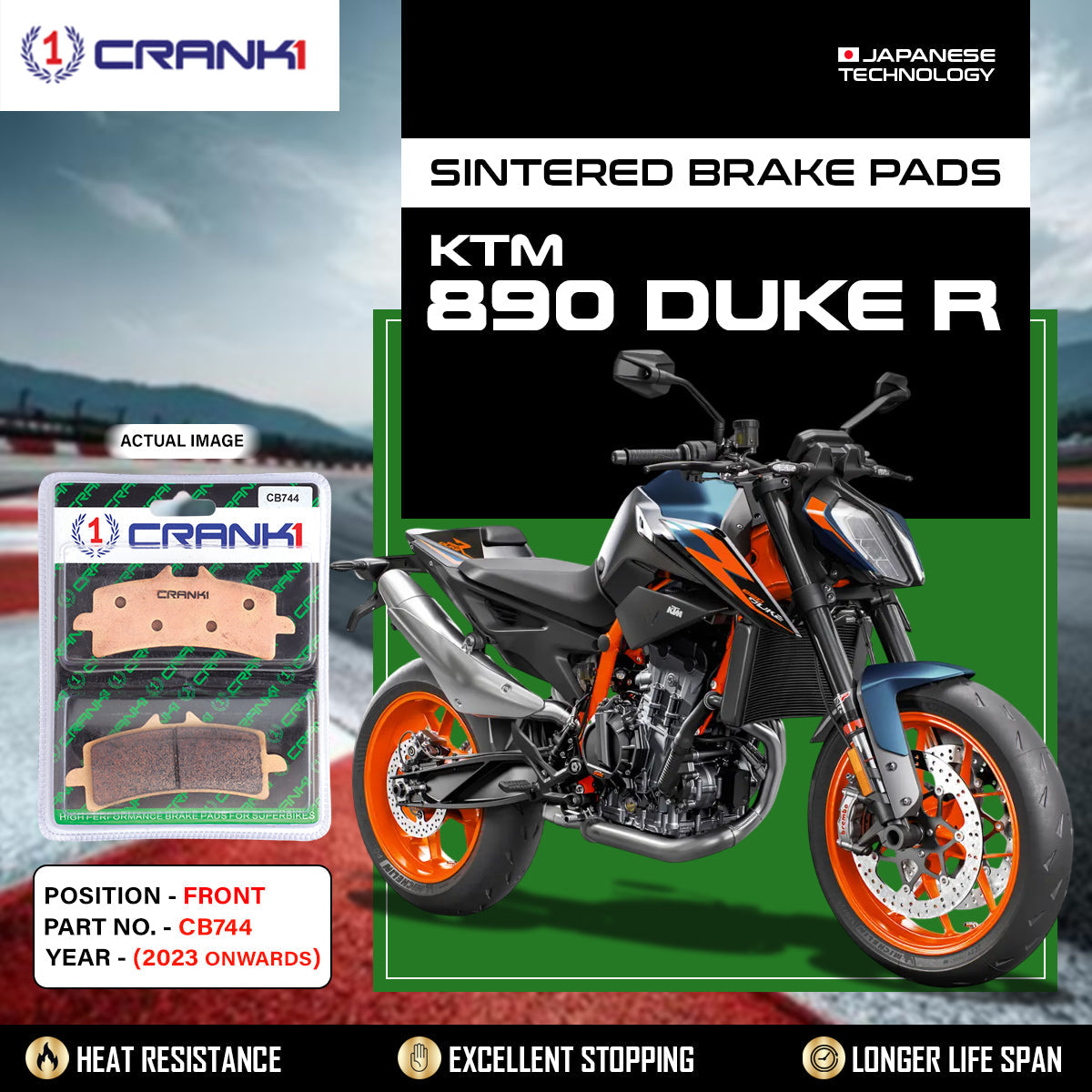 Sintered Brake Pads For KTM 890 Duke R (2023 Onwards) - Front - CB744 - 2 Sets - CRANK1