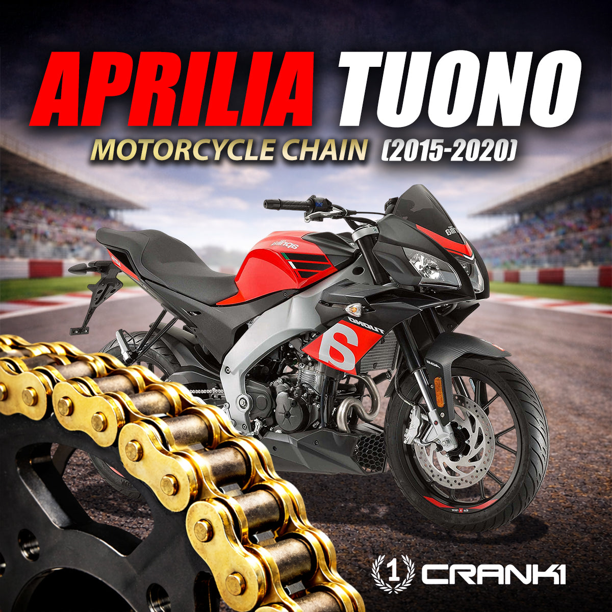 Chain For Aprilia Tuono (2015-2020) - 525 Pitch x 108 Links Gold (ZVMX) - CRANK1