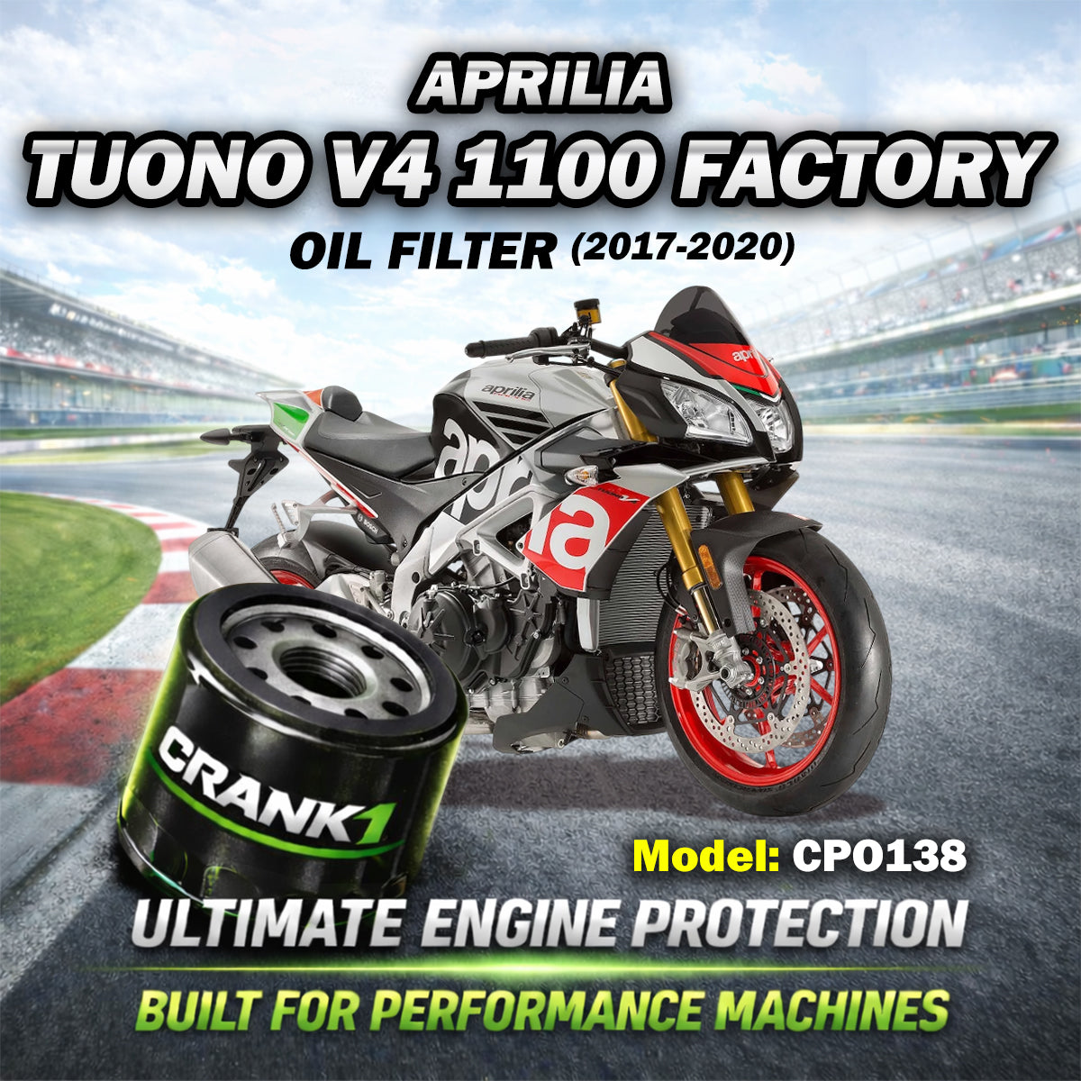 Oil Filter For Aprilia Tuono V4 1100 Factory (2017-2020) - CPO138 - CRANK1