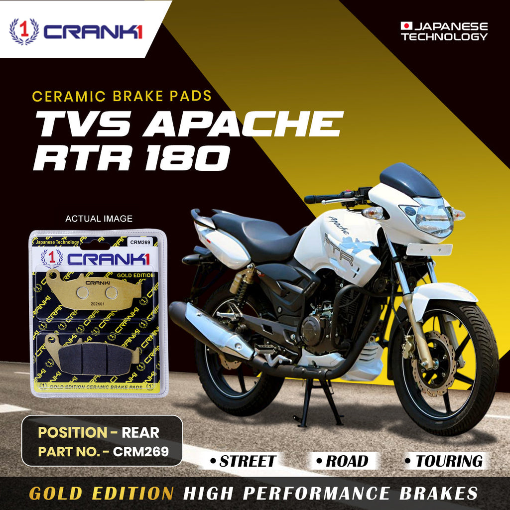 Ceramic Brake Pads For TVS Apache RTR 180 - Rear - CRM269 - 1 Set - CRANK1
