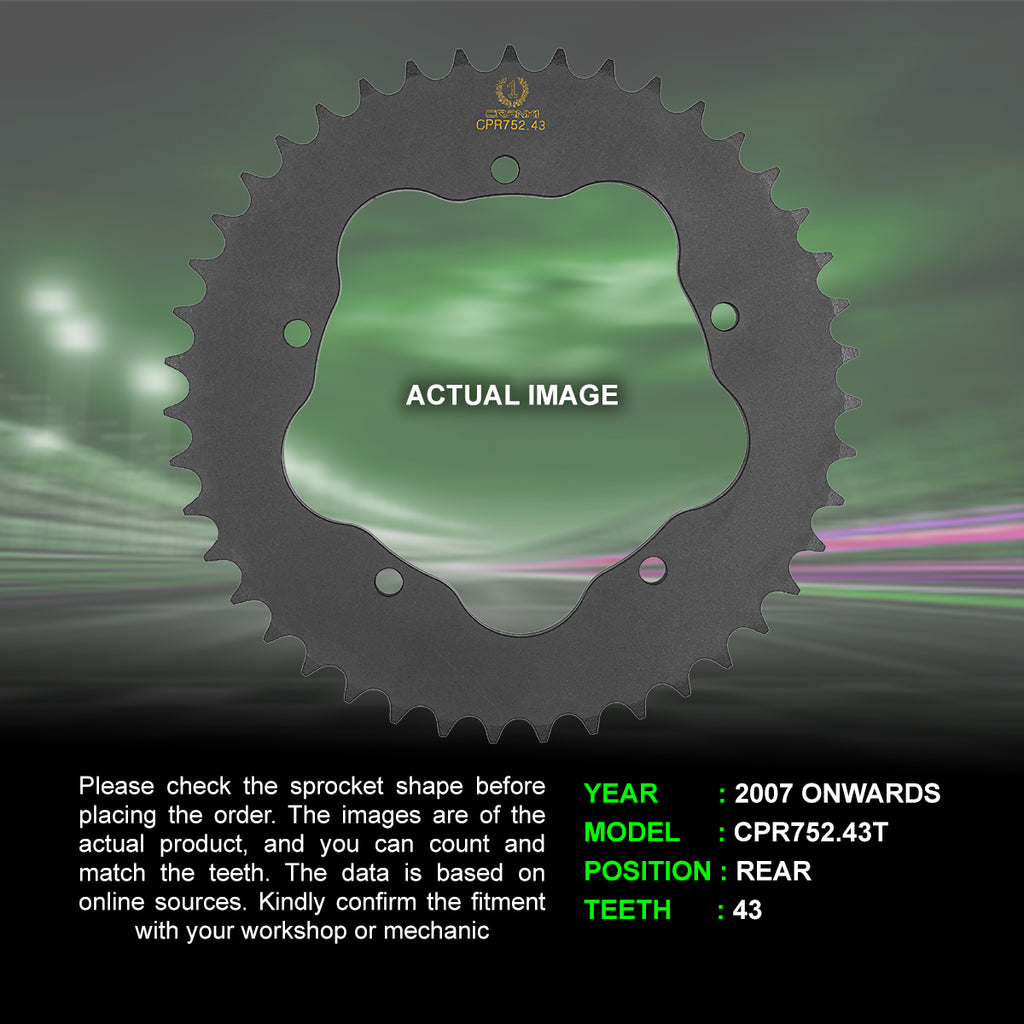 Sprocket For  Aprilia Mana 850 GT (2007 Onwards) - Rear - CPR752.43T - CRANK1
