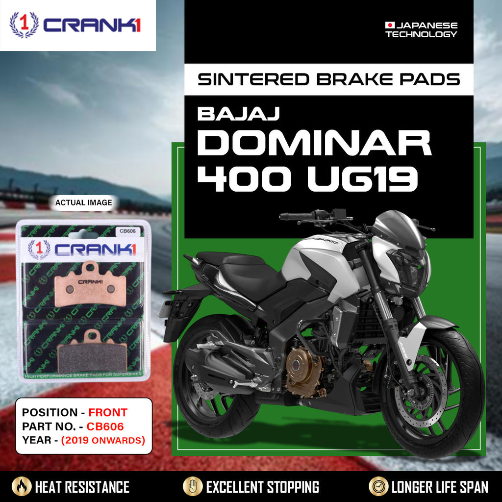 Sintered Brake Pads For Bajaj Dominar 400 UG19 (2019 Onwards) - Front - CB606 - 1 Set - CRANK1