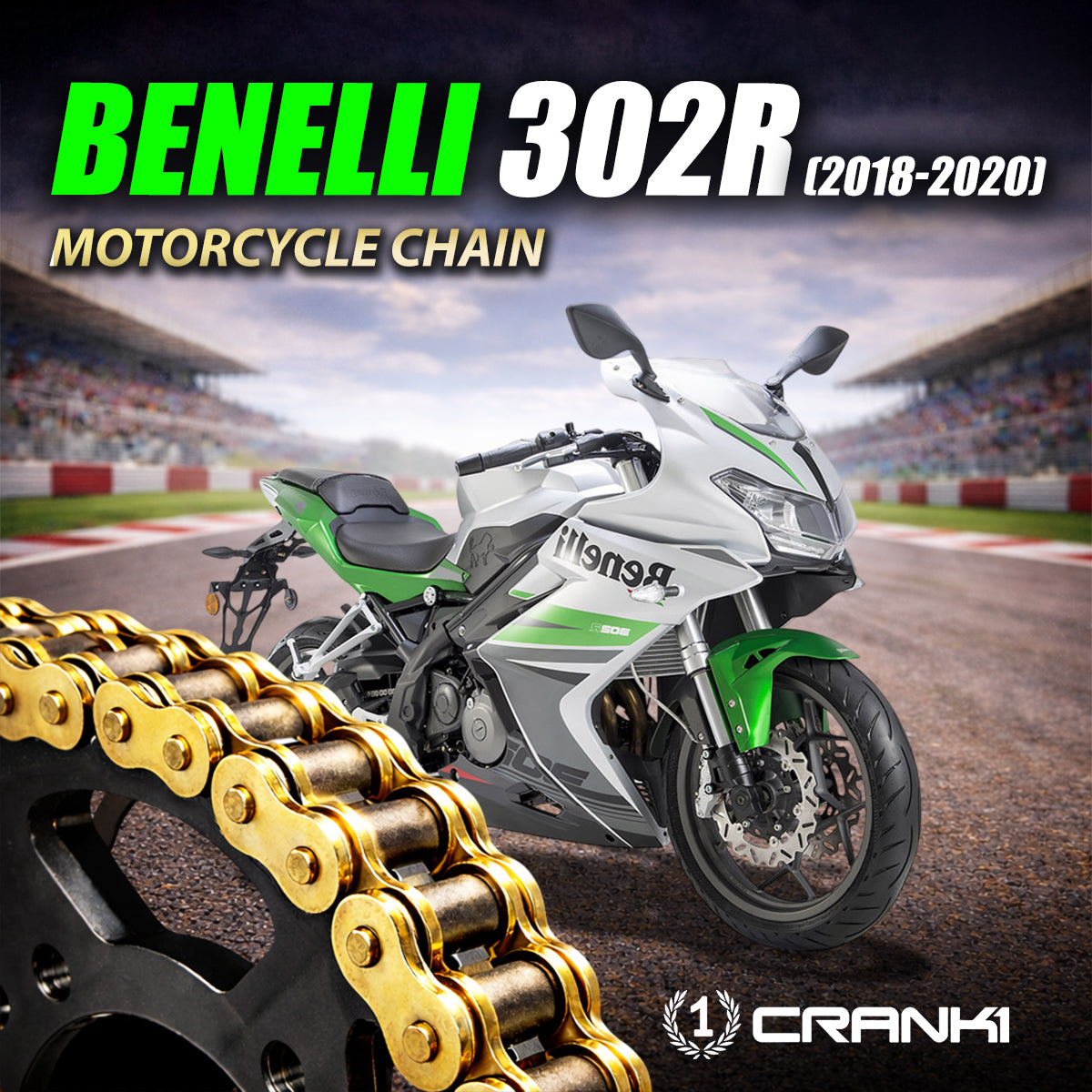 Chain For Benelli 302R (2018-2020) - 525 Pitch x 108 Links Gold (ZVMX) - CRANK1