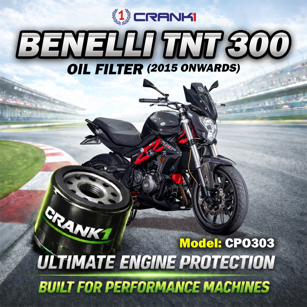 Oil Filter For Benelli TNT 300 (2015 Onwards) - CPO303 - CRANK1