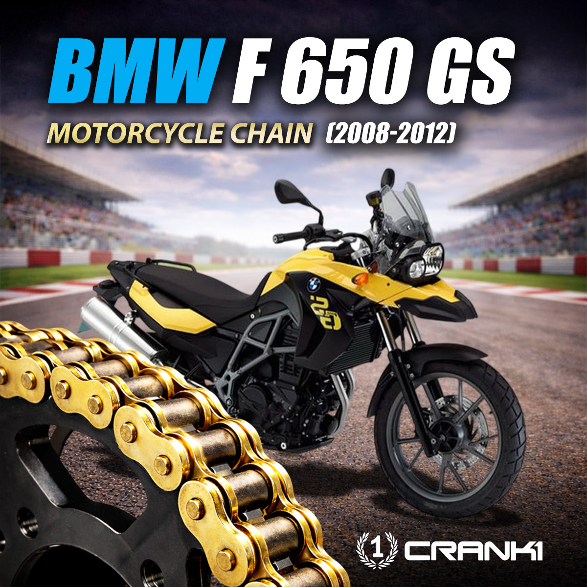 Chain For BMW F 650 GS (2008-2012) - 520 Pitch x 112 Links Gold (ZVMX) - CRANK1
