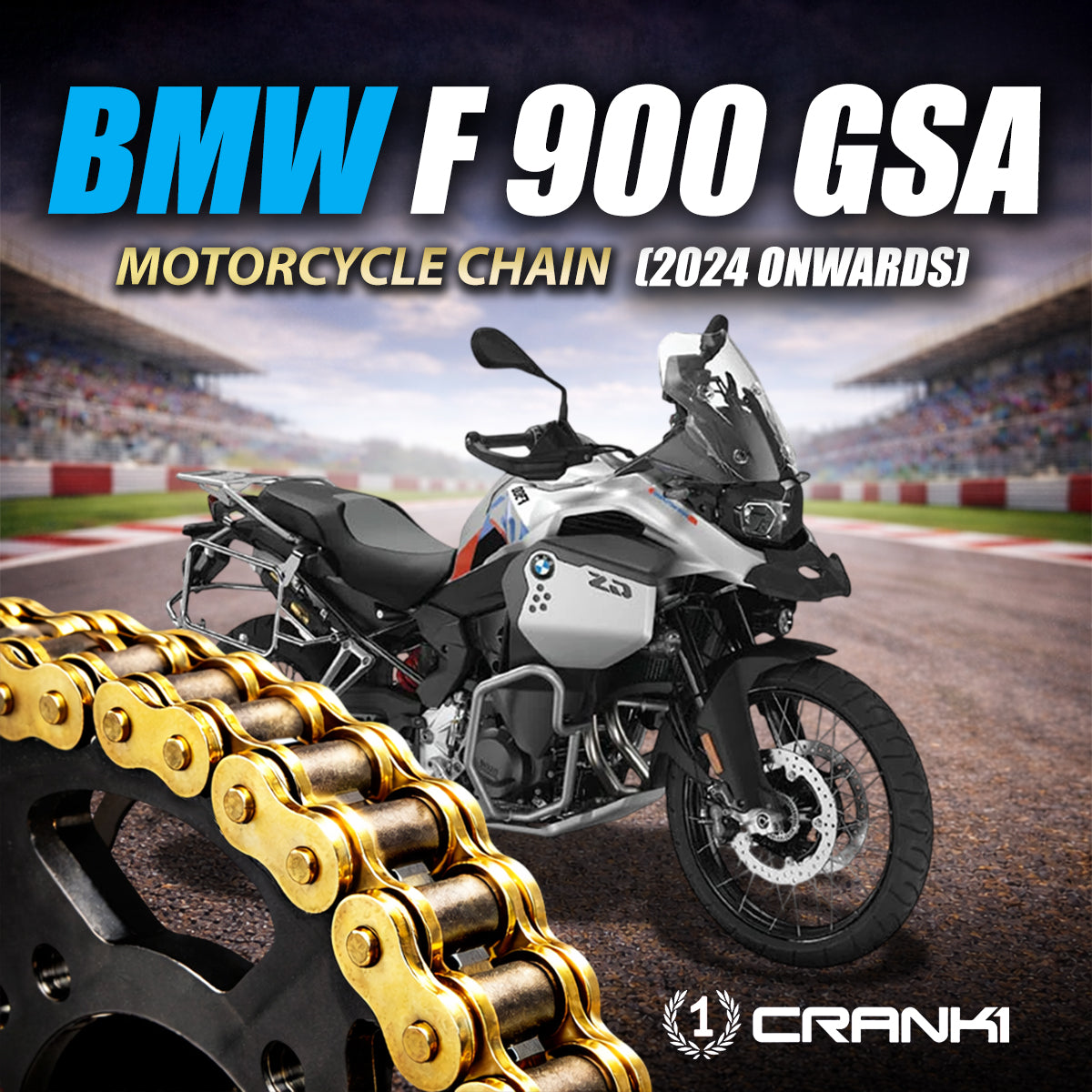 Chain For BMW F 900 GSA (2024 Onwards) - 525 Pitch x 122 Links Gold (ZVMX) - CRANK1