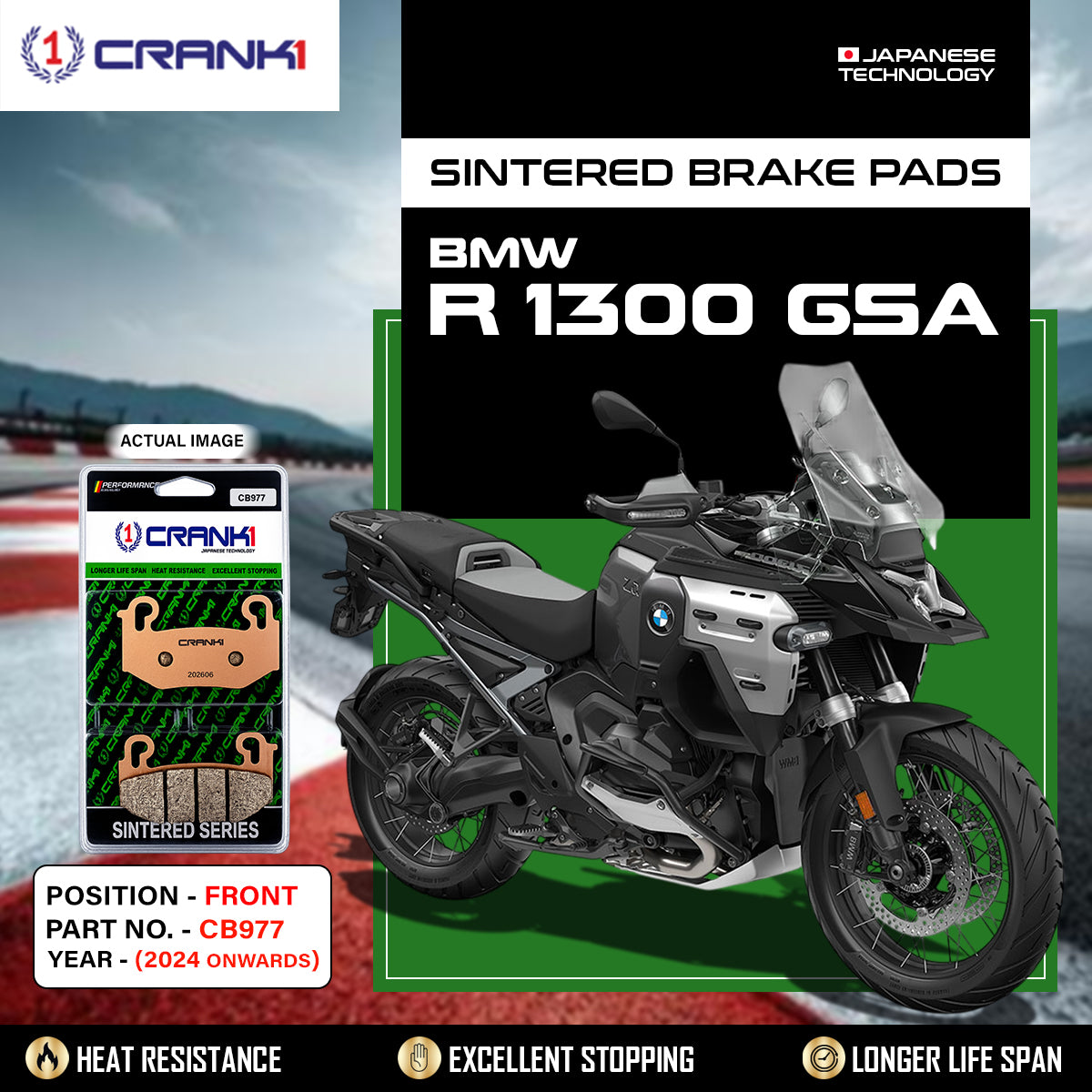 Sintered Brake Pads For BMW R1300GSA (2024 onwards) - Front - CB977 - 2 Sets - CRANK1