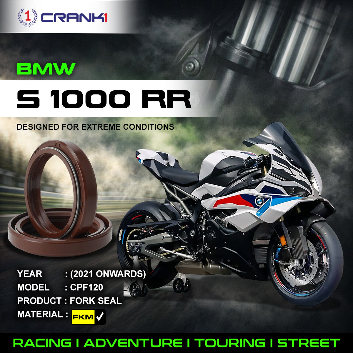 Fork Oil Seals Pair For BMW S 1000 RR (2021 Onwards) - CPF120 - CRANK1