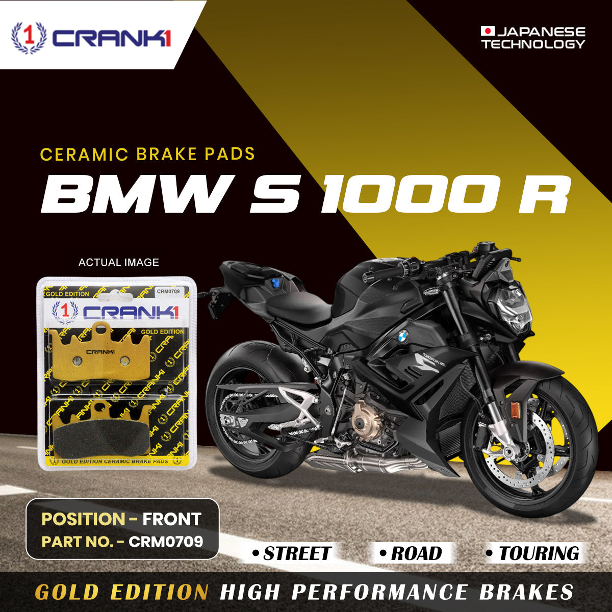 Ceramic Brake Pads For BMW S 1000 R - Front - CRM0709 - 2 Sets - CRANK1