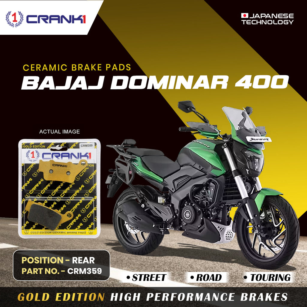 Ceramic Brake Pads For Bajaj Dominar 400 - Rear - CRM359 - 1 Set - CRANK1