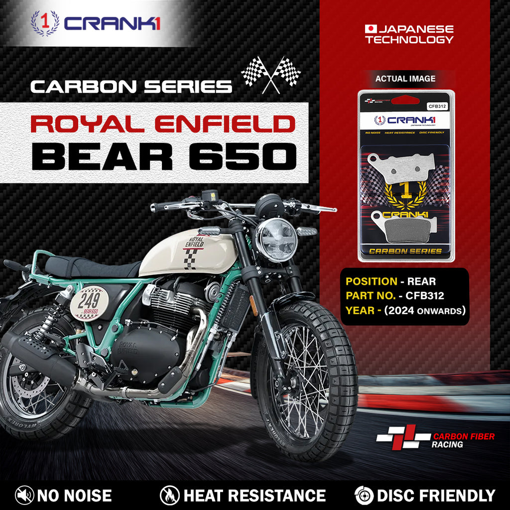 Carbon Brake Pads For Royal Enfield Bear 650 (2024 onwards) - Rear - CFB312 - 1 Set - CRANK1