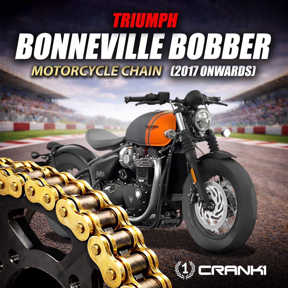 Chain For Triumph Bonneville Bobber (2017 Onwards) - 525 Pitch x 108 Links Gold (ZVMX) - CRANK1