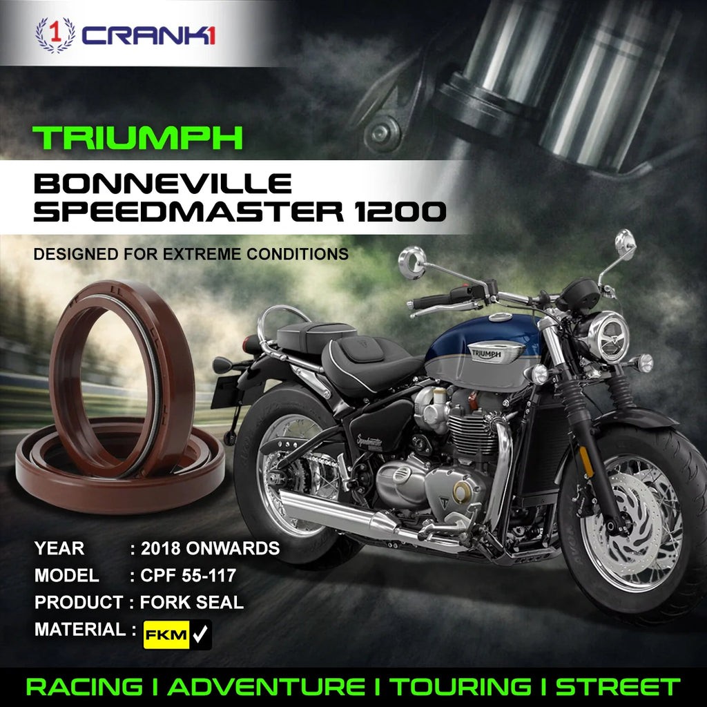 Fork Oil Seals Pair For Triumph Bonneville Speedmaster 1200 (2018 Onwards) - CPF55-117 - CRANK1
