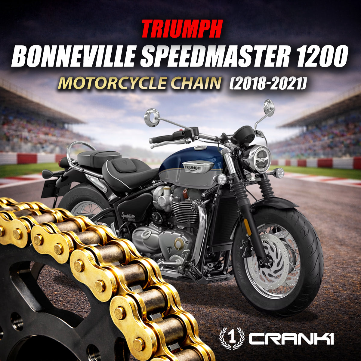 Chain For Triumph Bonneville  Speedmaster 1200 (2018-2021) - 525 Pitch x 108 Links Gold (ZVMX) - CRANK1