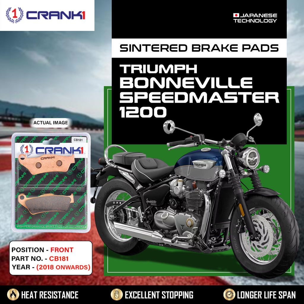 Sintered Brake Pads For Triumph Bonneville Speedmaster 1200 (2018 Onwards) - Front - CB181 - 2 Sets Required - CRANK1