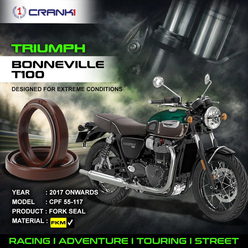 Fork Oil Seals Pair For Triumph Bonneville T100 (2017 Onwards) - CPF55-117 - CRANK1