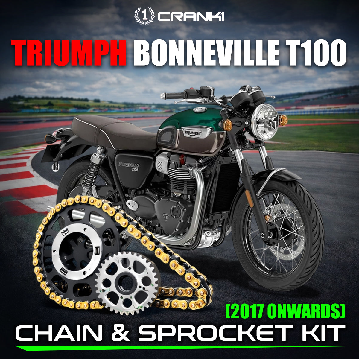 Chain And Sprocket Kit For Triumph Bonneville T100 (2017 Onwards) - CRANK1