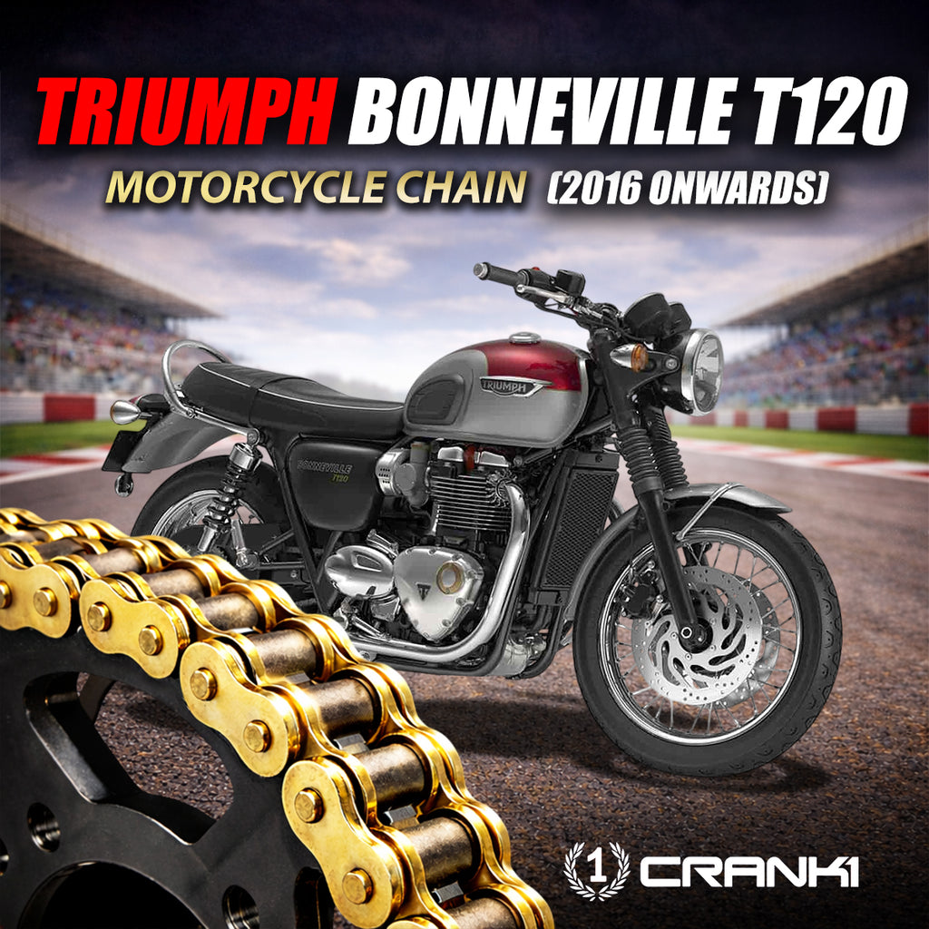 Chain For Triumph Bonneville T120 (2016 Onwards) - 525 Pitch x 100 Links Gold (ZVMX) - CRANK1