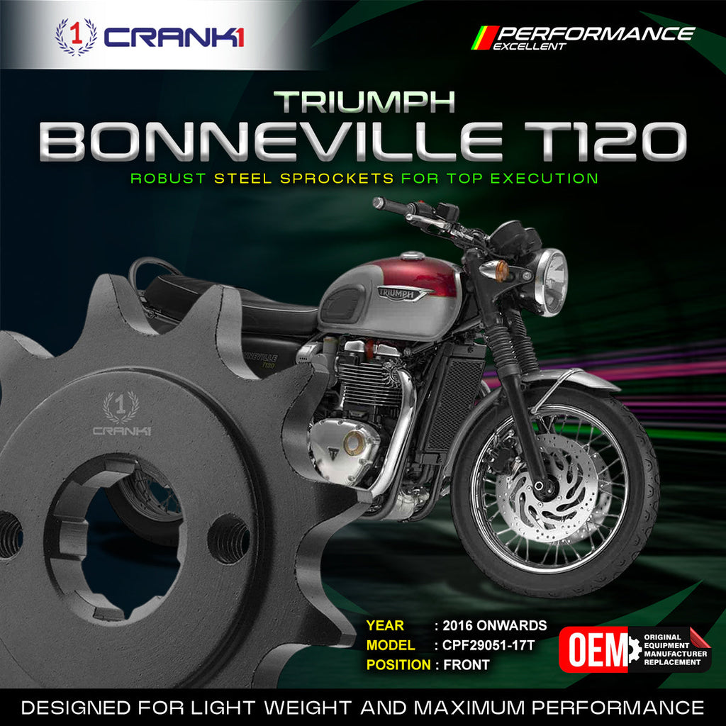 Sprocket For Triumph Bonneville T120 (2016 Onwards) - Front - CPF29051-17T - CRANK1