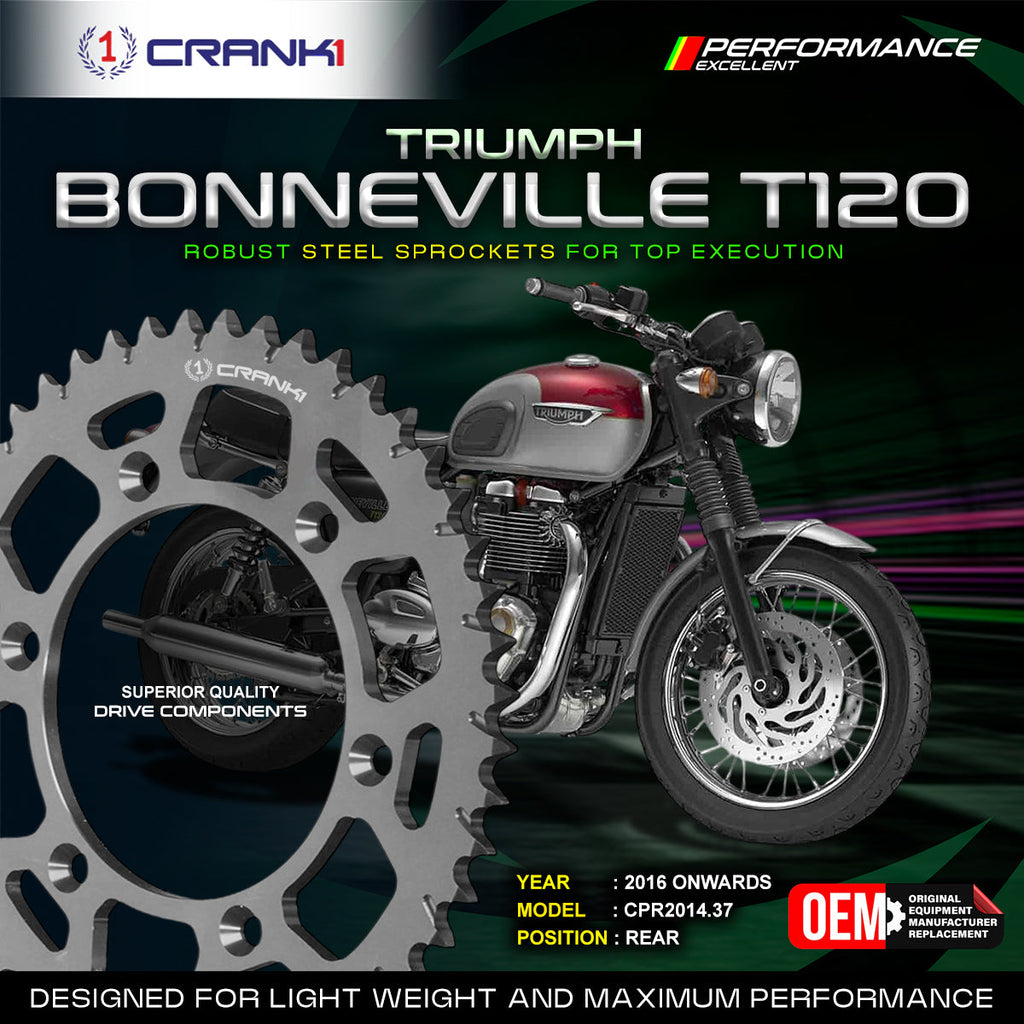 Sprocket For Triumph Bonneville T120 (2016 Onwards) - Rear - CPR2014.37T - CRANK1