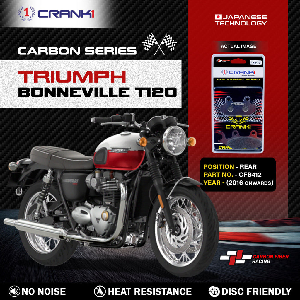Carbon Brake Pads For Triumph Bonneville T120 (2016 Onwards) - Rear - CFB412 - 1 Set - CRANK1