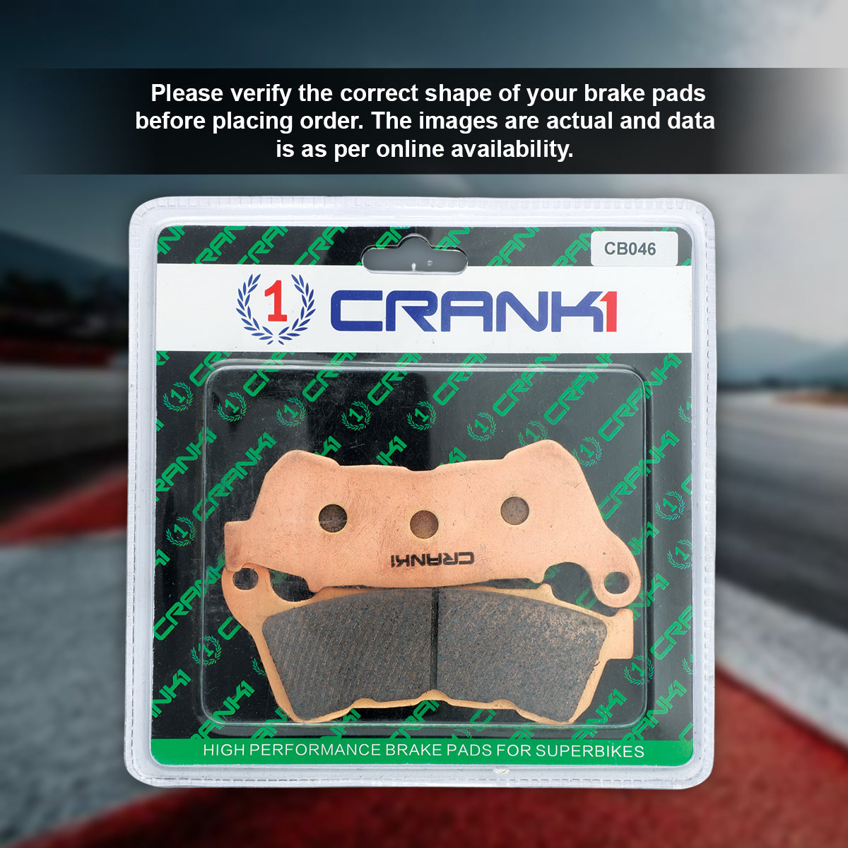 Sintered Brake Pads For Harley Davidson Sportster XL Custom 1200 (2014-2016) - Front - CB046 - 1 Set - CRANK1