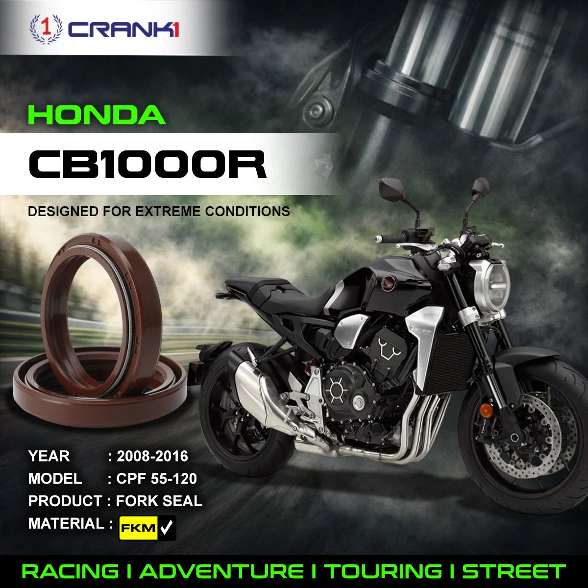Fork Oil Seals Pair For Honda CB1000R (2008-2016) - CPF55-120 - CRANK1