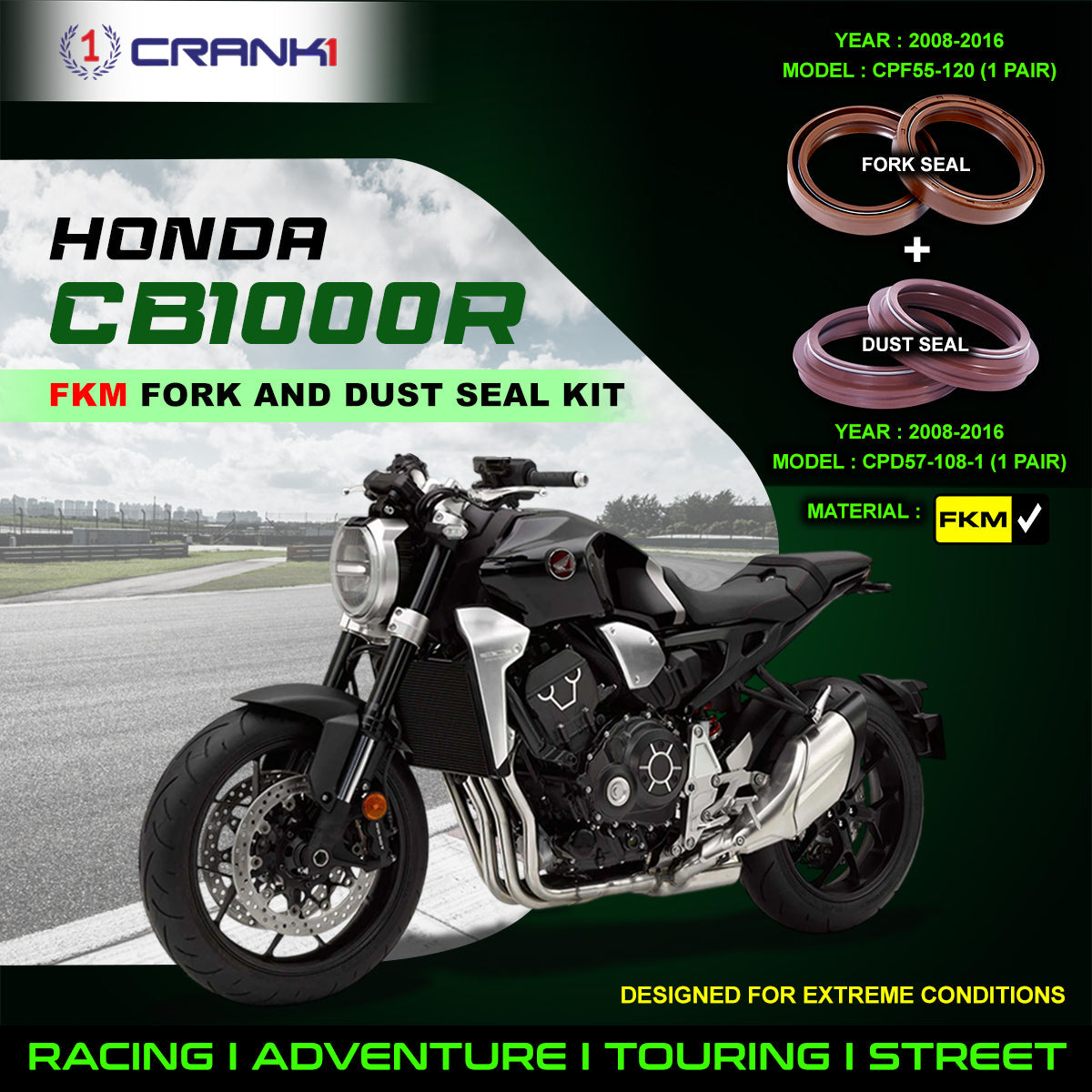 Fork And Dust Seals Kit For Honda CB1000R (2008-2016) - CRANK1