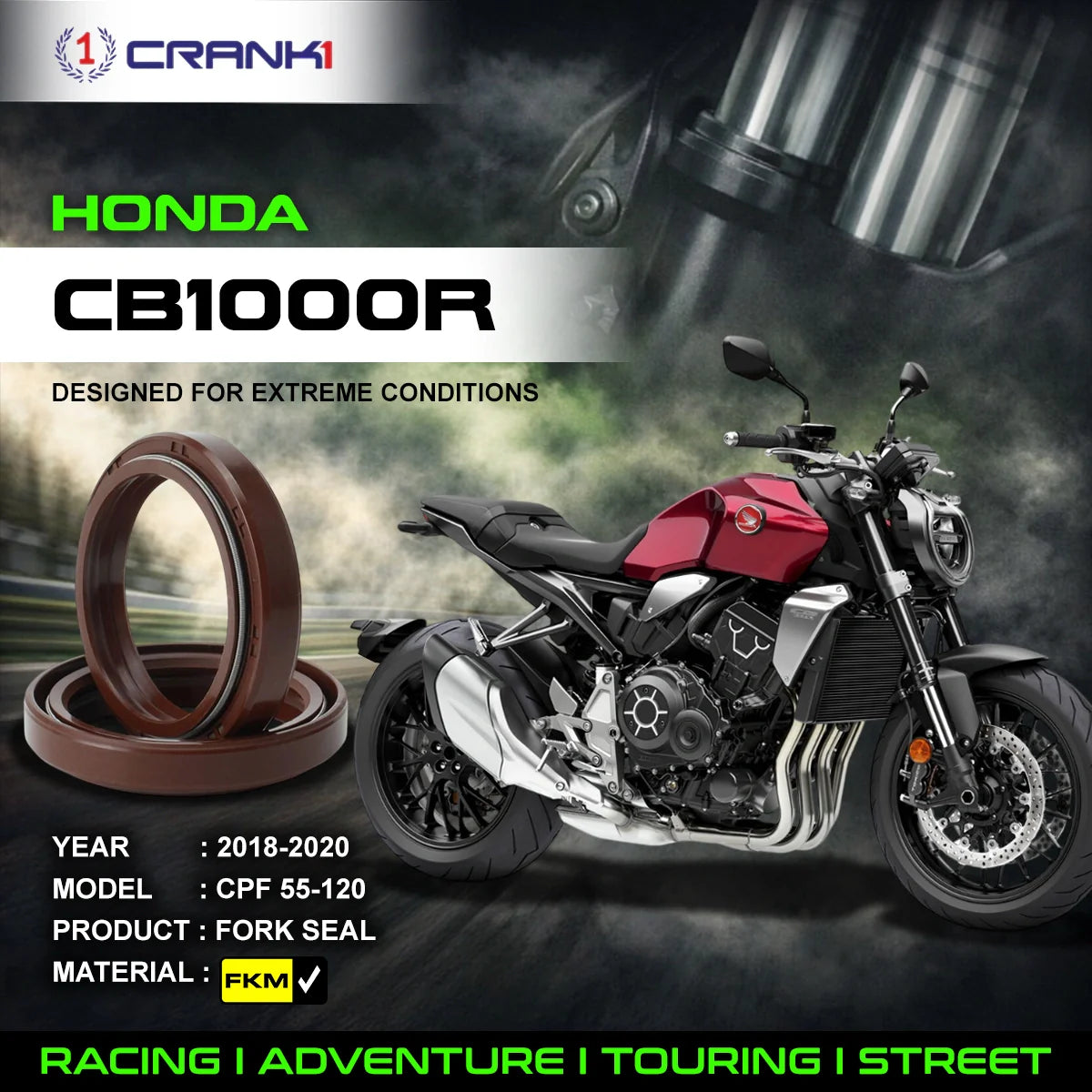 Fork Oil Seals Pair For Honda CB1000R (2018-2020) - CPF55-120 - CRANK1