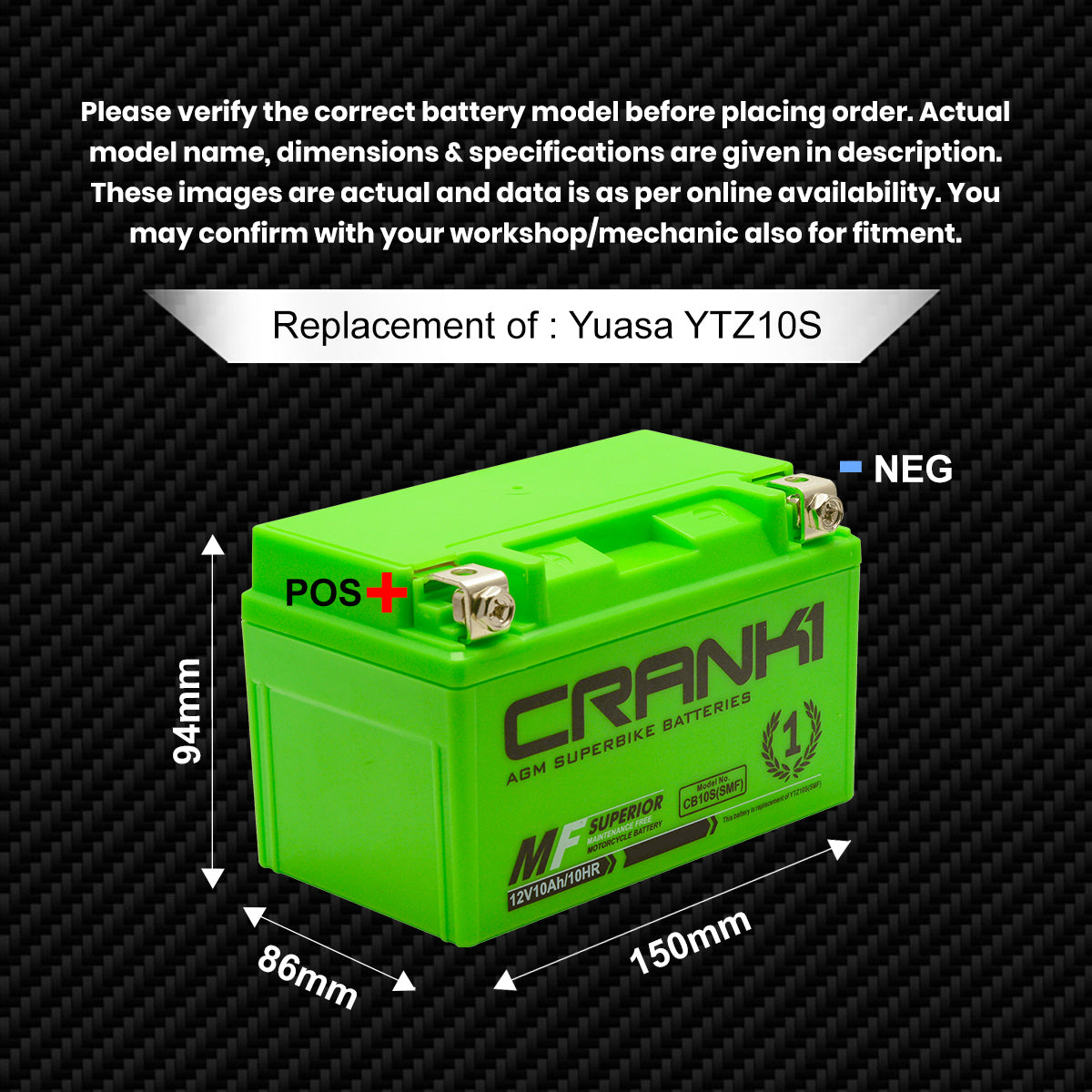Battery For Kawasaki Ninja ZX-10R (2004-2025) - CB10S - Factory