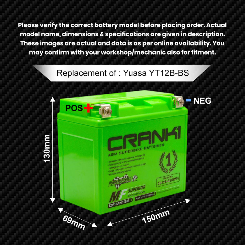 Battery For Triumph Bonneville Speedmaster 1200 (2003-2015) - CB12B-BS - Factory Activated - CRANK1
