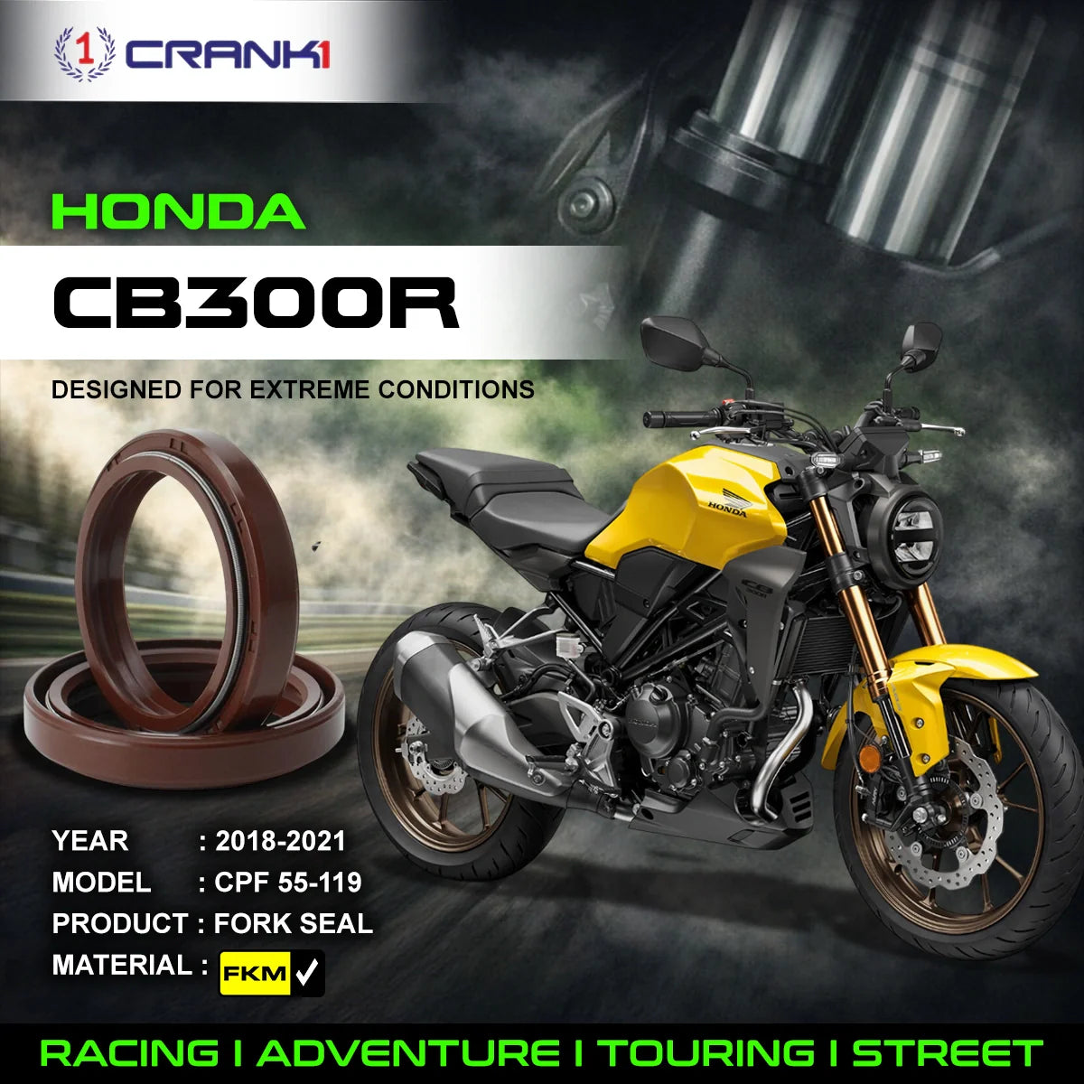 Fork Oil Seals Pair For Honda CB300R (2018-2021) - CPF55-119 - CRANK1