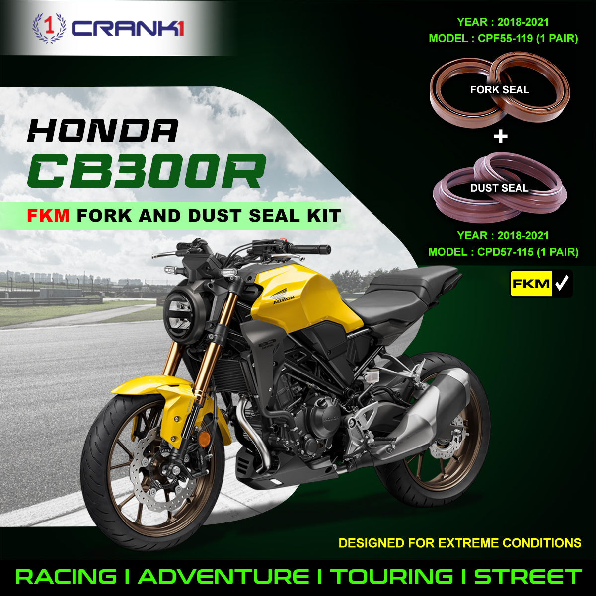 Fork And Dust Seals Kit For Honda CB300R (2018-2021) - CRANK1
