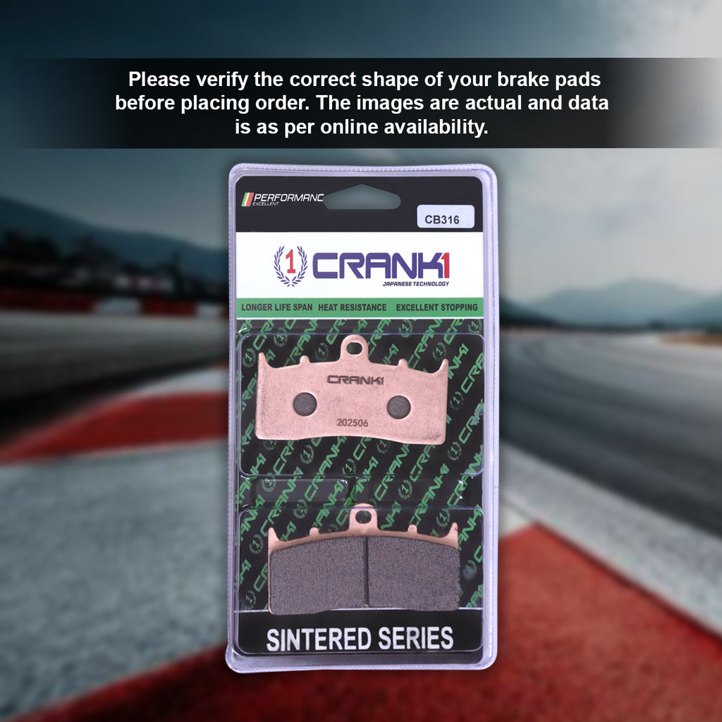 Sintered Brake Pads For BMW K 1600 GTL (2017-2021) - Front - CB316 - 1 Set - CRANK1