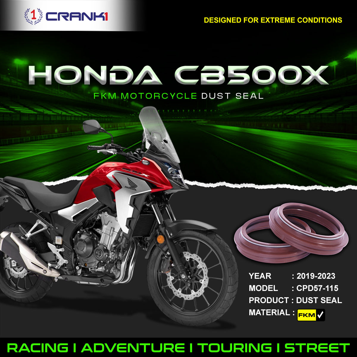Fork Dust Seals Pair For Honda CB500X (2019-2023) - CPD57-115 - CRANK1