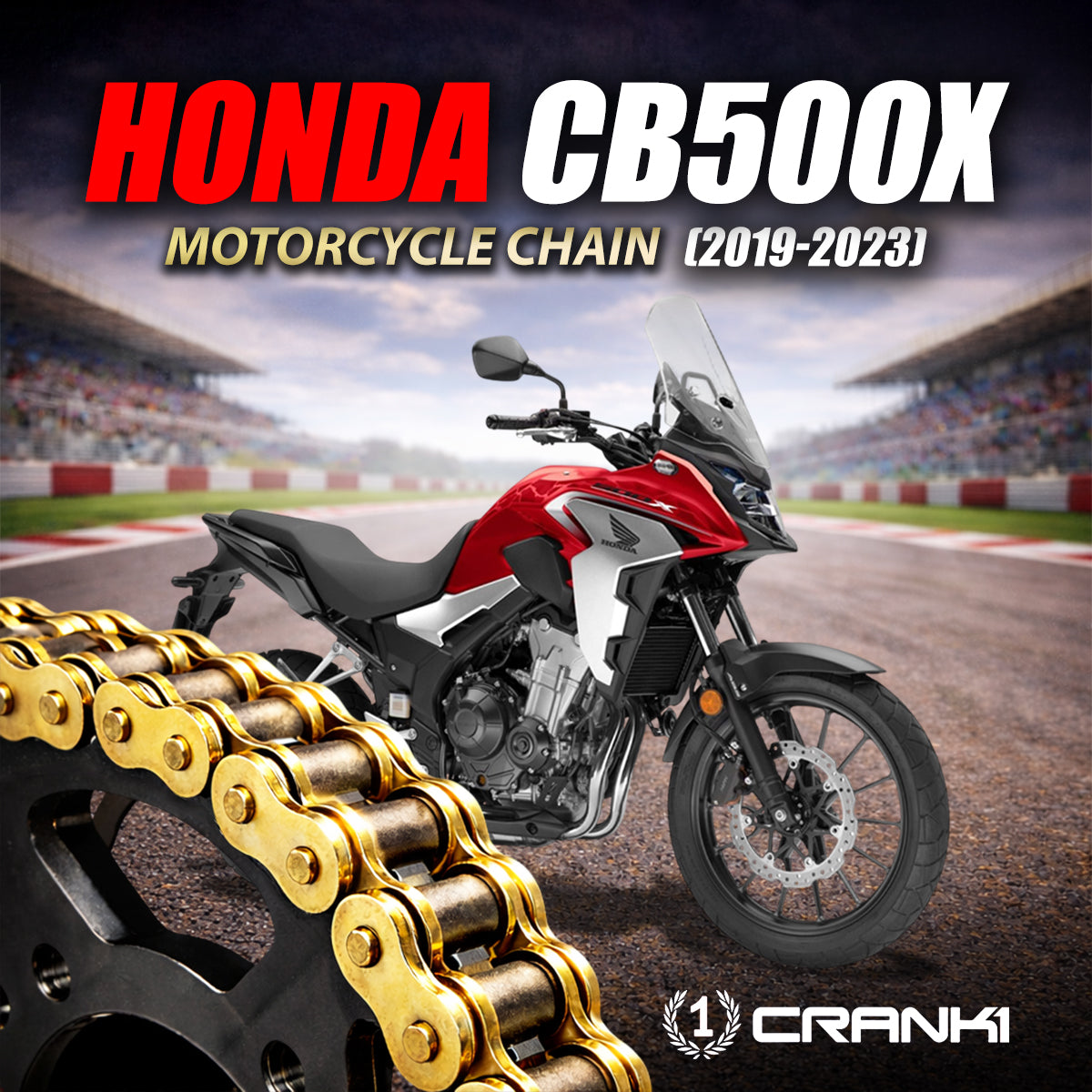 Chain For Honda CB500X (2019-2023) - 520 Pitch x 112 Links Gold (ZVMX) - CRANK1