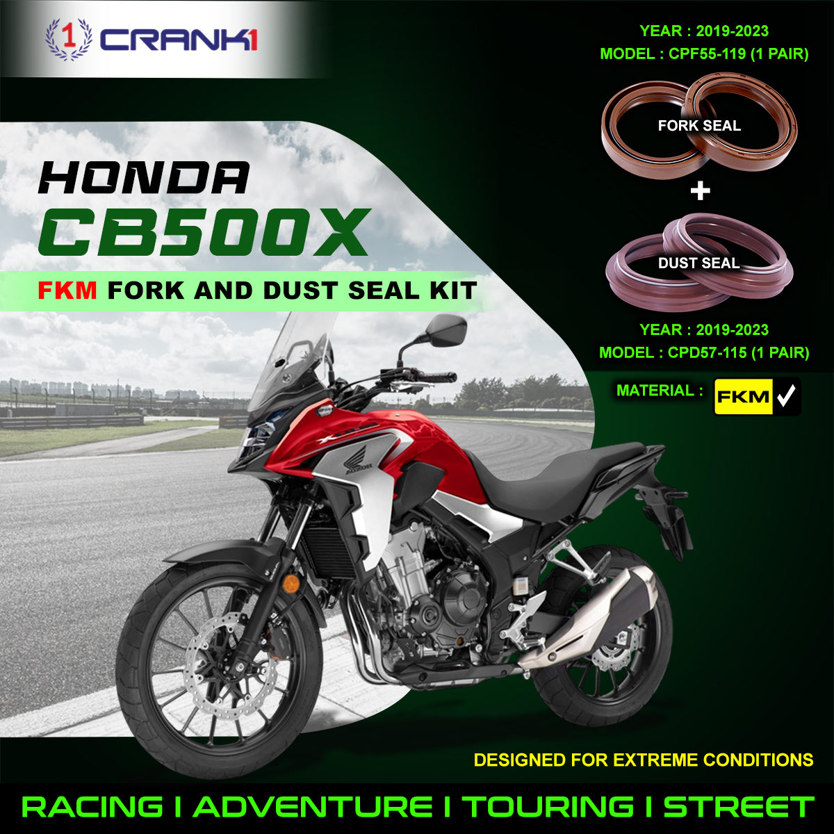 Fork And Dust Seals Kit For Honda CB500X (2019-2023) - CRANK1