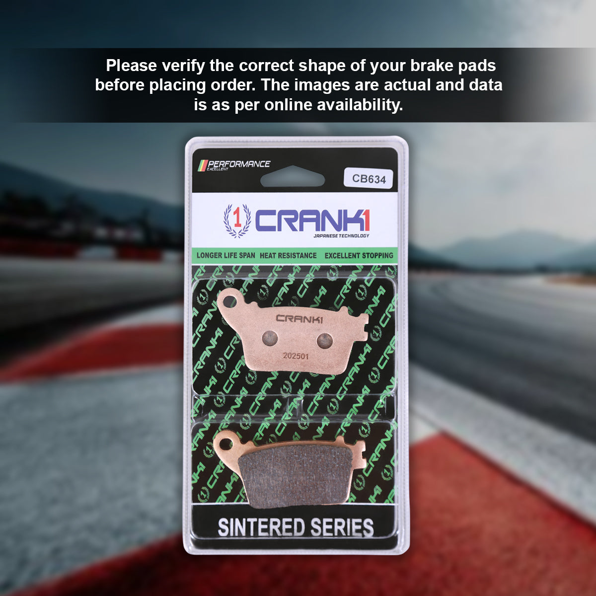 Sintered Brake Pads For Honda CBR 1000RR Abs Fireblade (2014-2016) - Rear - CB634 - 1 Set - CRANK1