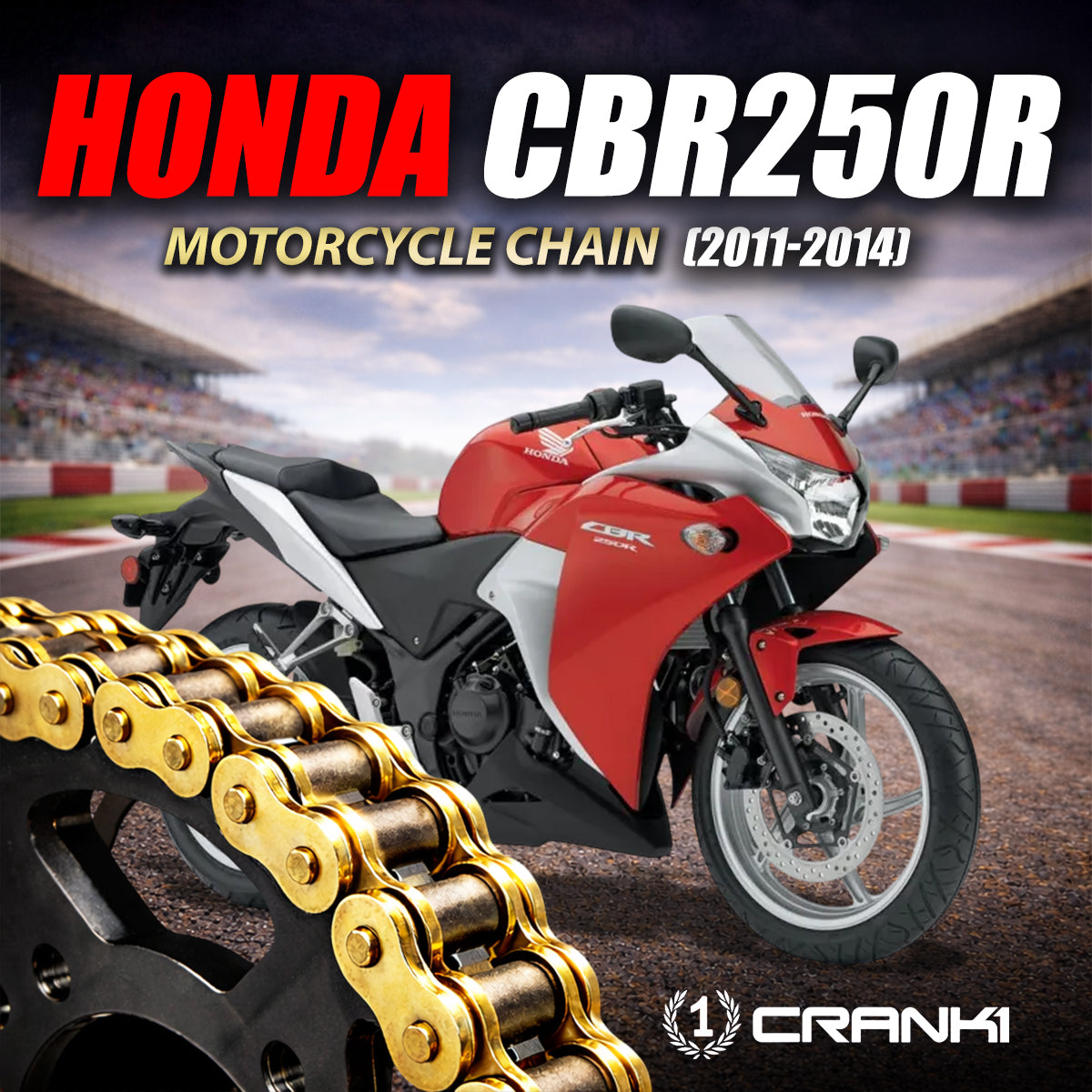 Chain For Honda CBR 250R (2011-2014) - 520 Pitch x 108 Links Gold (ZVMX) - CRANK1